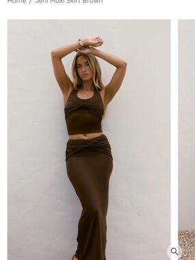 Fortunate one Jenni set Brown Maxi Skirt - Sleek Twist Waist Maxi